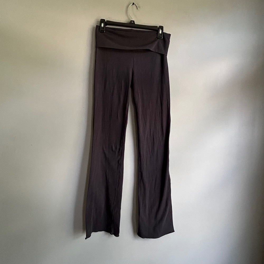 Skims Foldover Pants Womens Medium Black Flare Leg Cotton Jersey Loungewear